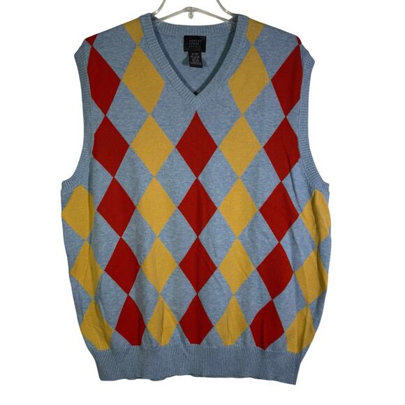 Men's Mercer Street Argyle Cotton Sweater Vest Size XL - Picture 1 of 3